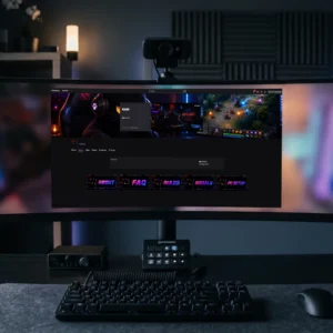 Black Cat Dota 2 Twitch & YouTube Branding Kit preview featuring a black cat gamer character, Twitch banner, YouTube banner, offline screen, and matching profile panels with a neon cyber gaming aesthetic inspired by Dota 2