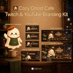 Cozy Ghost Cafe Twitch YouTube Branding Kit preview