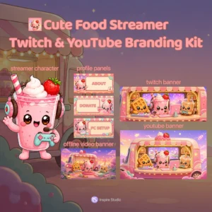 Cute Food Streamer Twitch YouTube Branding Kit preview